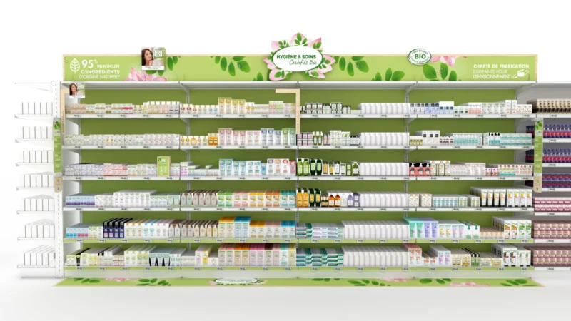 Balisage catégoriel · habillage du rayon cosmétique naturelle