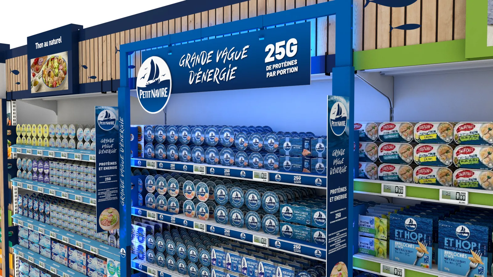 Petit Navire · fronton lumineux Grande vague d'énergie en rayon
