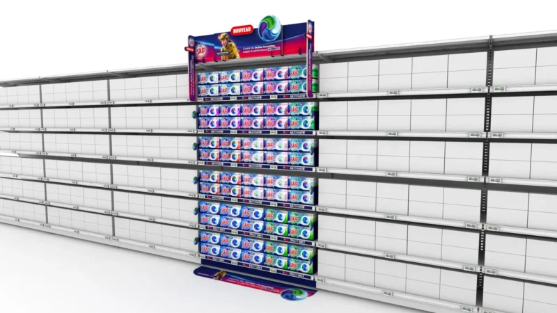 Concept fond de rayon · meuble d'assortiment en linéaire