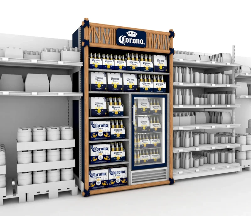 Corona · concept fond de rayon avec vitrine réfrigérée