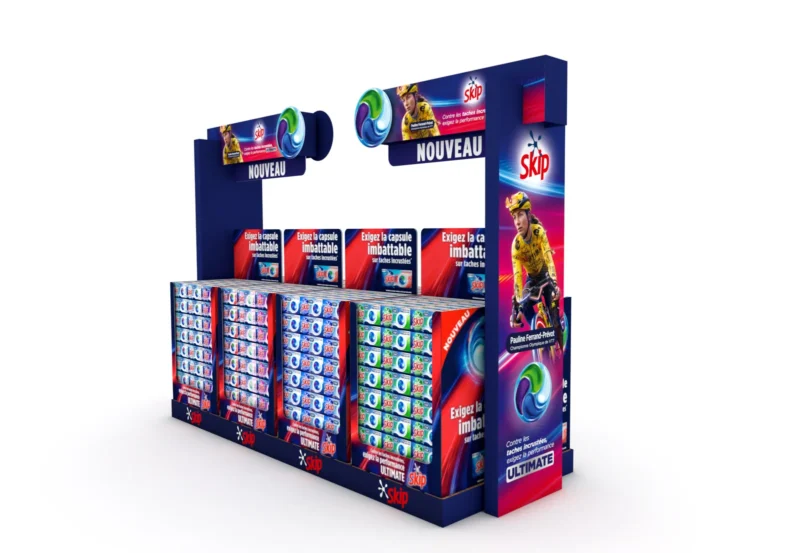 Skip · corner promo capsules de lessive en magasin