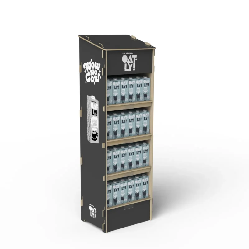 Oatly · meuble de présentation boissons végétales