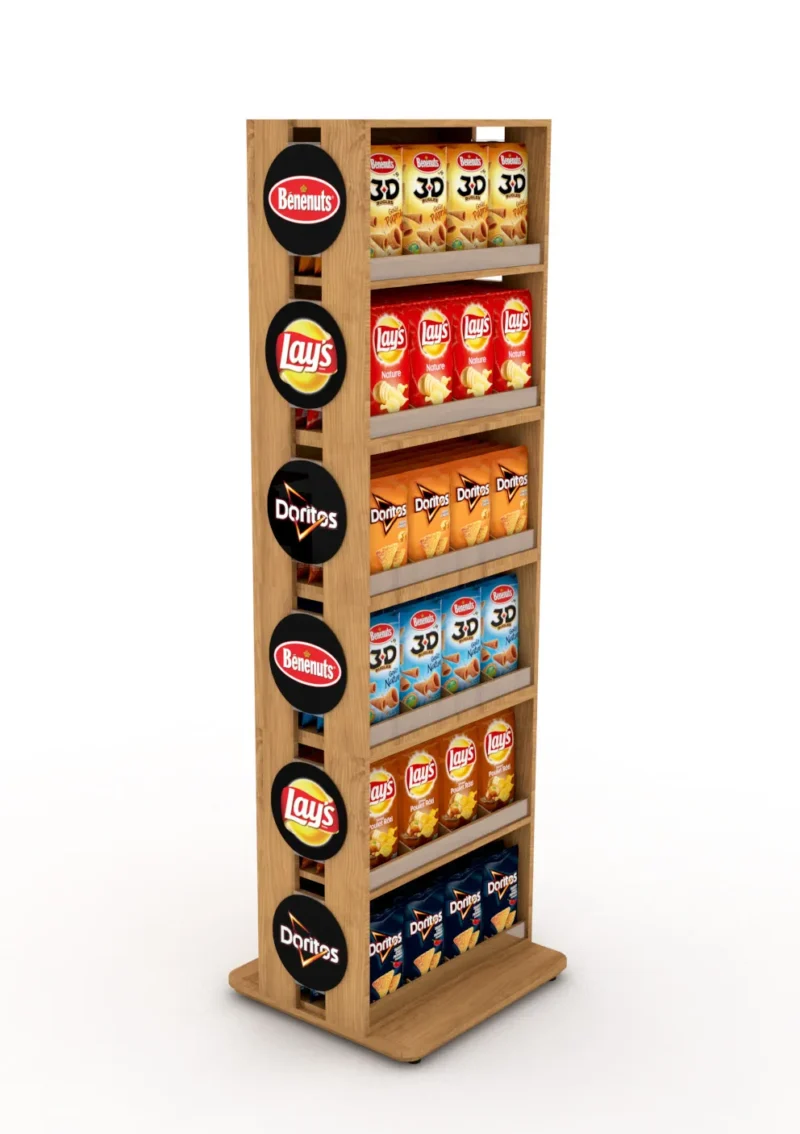 Doritos et Benenuts · meuble bois de cross merch snacking