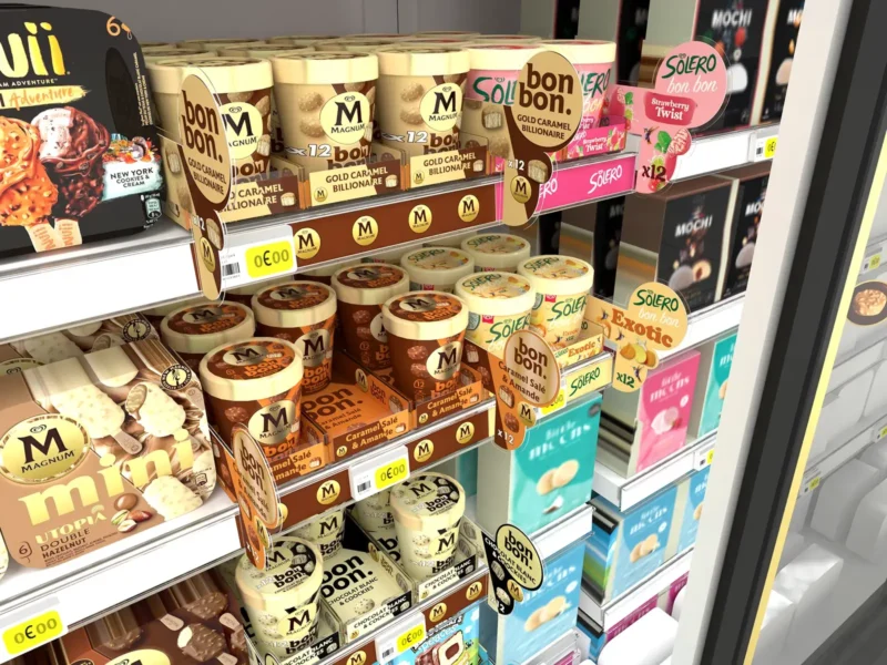 Magnum et Solero · linéaire glaces en magasin