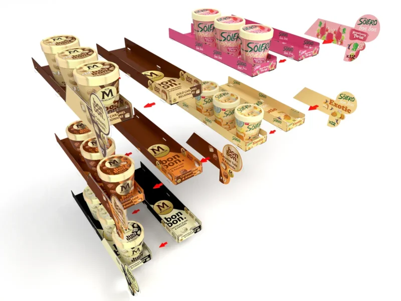 Magnum et Solero · plateaux de présentation glaces, vue éclatée