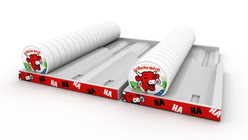 La vache qui rit · plateau de présentation en linéaire